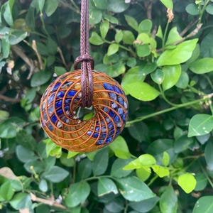 Torus Rodin-spoelhanger, lapis lazuli - citrienkwarts, hanger met koperdraad gewikkelde harsketting 4 cm, energiegenerator, EMV-schild
