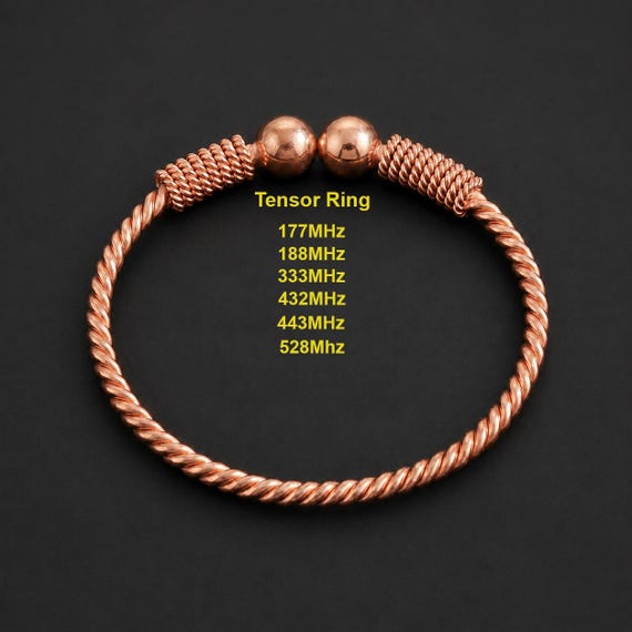 Double Twisted Pure Copper Bracelet with Beads, Sacred Geometry Design, Personalized Meditation Energy Biofield Jewelry, tensor ring