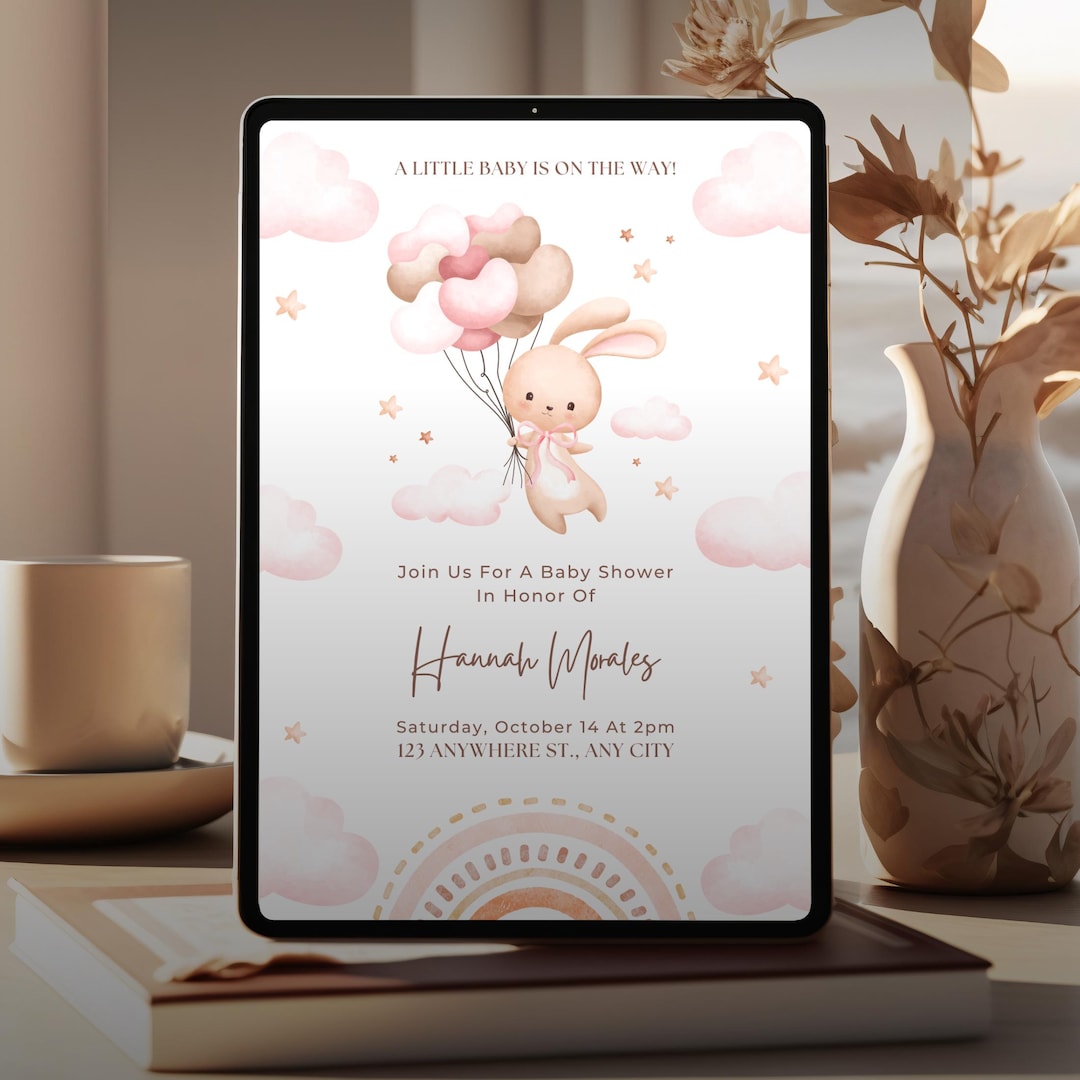 Pink Floral Baby Shower Invitation | Editable Canva Template | Girl ...