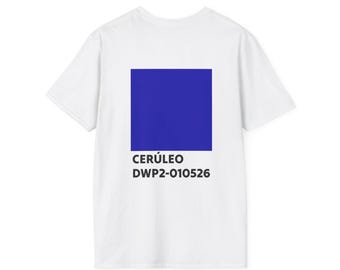 CÉRÚLEO Cerulean-blauw T-shirt met kleurstalen | Duivel draagt Prada