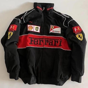 【神レア】 Ferrari 本革 レーシングジャケット　刺繍　フェラーリ 神レア】 Ferrari 本革 レーシングジャケット 刺繍 フェラーリ - メルカリ