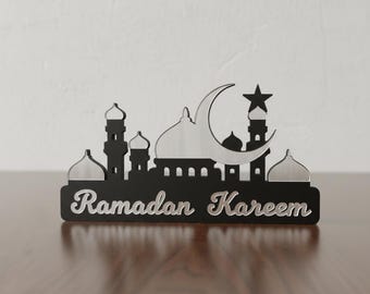 Ramadan Decoration Wooden Acrylic Moon Star Islamic Ramadan Kareem Party Gift Table Centerpiece