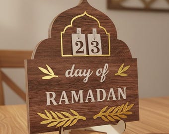 Ramadan Countdown Calendar Wooden, Eid Celebration Table Decor, Islamic Holiday Gift