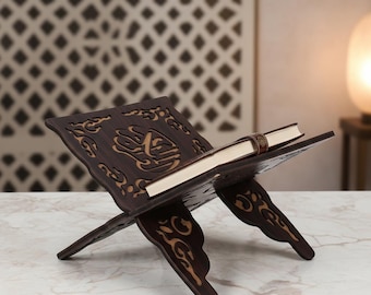 Islamic Wooden Book Stand – Quran Holder Rehal, Ramadan & Eid Decor, Muslim gift