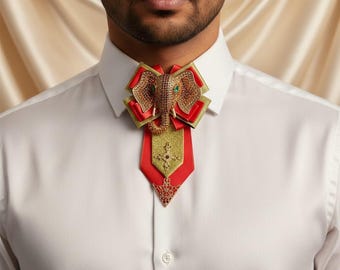 Bow Tie For Men, Elephant Pattern, Wedding Bow, Groomsmen Gift, Men's Fashion, Gift for Him, Unique Design, Rhinestone, Birthday Gift