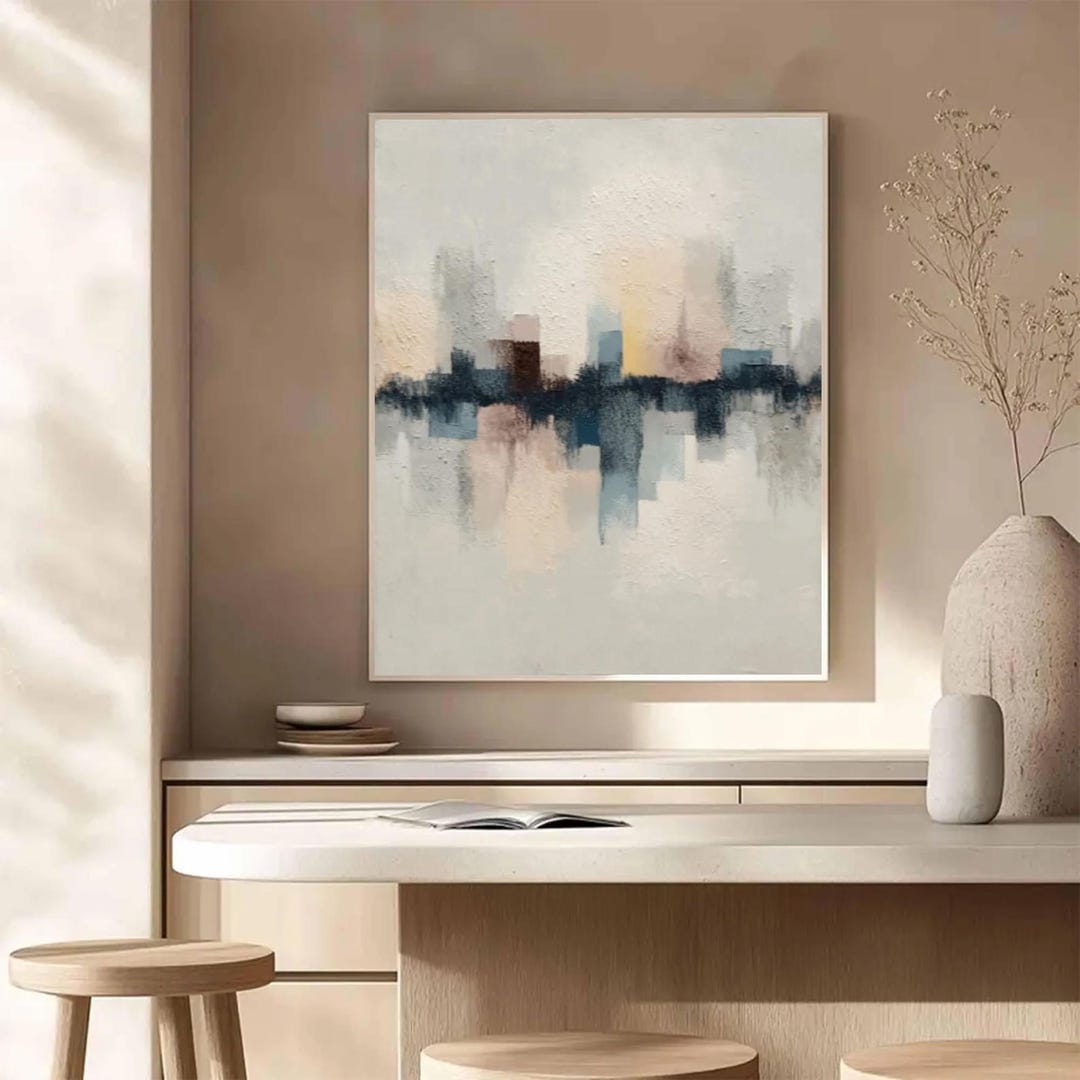 Modern Abstract Neutral Wall Art, Minimalist Textured Oil Painting ...