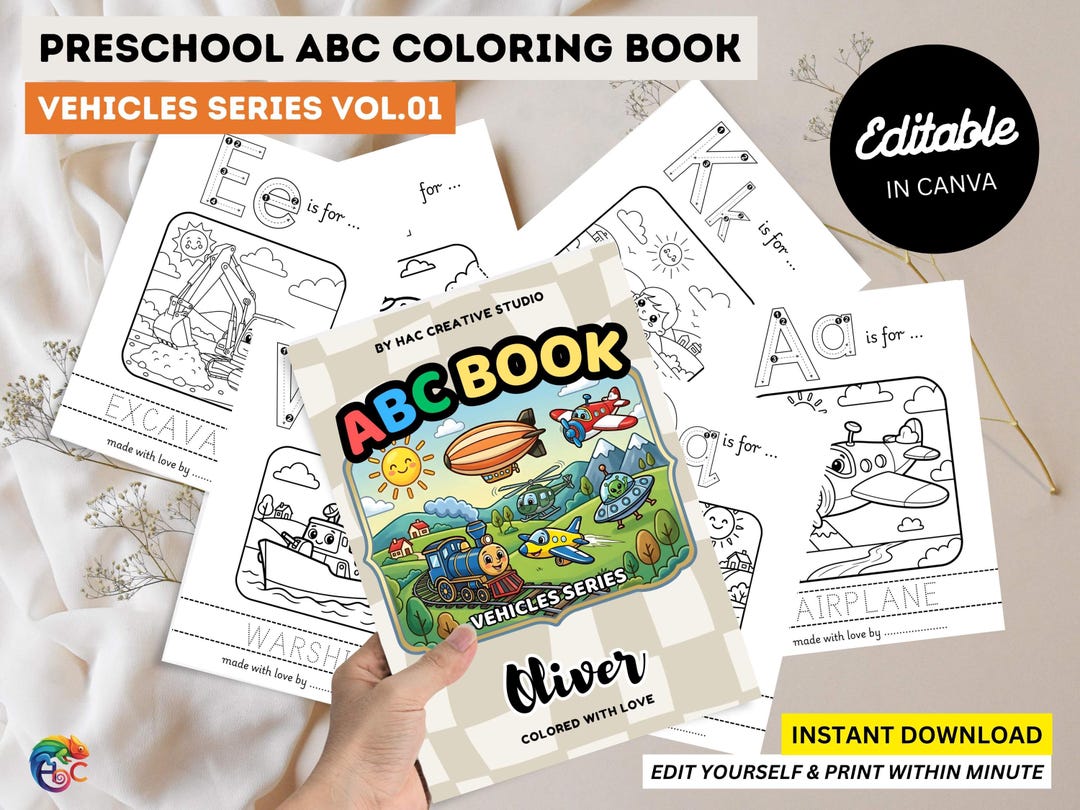 Printable Vehicles ABC Coloring Pages : Preschool Learning English ...