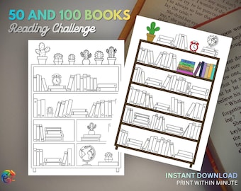 Printable Reading Book Tracker : Coloring Bookshelf Reading Log (Digital Download)