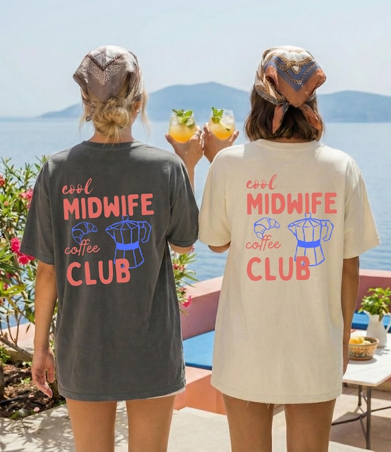Retro Midwife Shirt Vintage Aesthetic Birth Worker Tee Minimalist Medical Shirt Coffee Lover Shirt Labor Delivery Nurse Tee