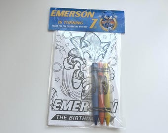 Libro de actividades para colorear de Sonic, recuerdo de fiesta, actividad personalizada para fiestas, libro para colorear divertido para fiestas de cumpleaños o aulas.