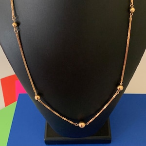 1970&#39;s Vintage Avon Shiny Gold Decorative Chain and Graduated Gold Bead Necklace
