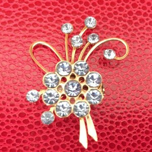 Vintage Sky Blue Sprig Rhinestone Pin
