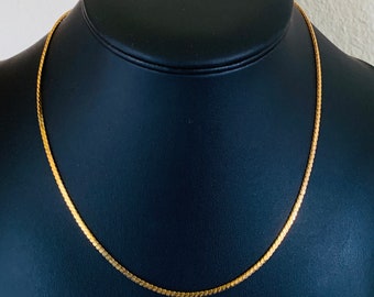 18 Polished Gold Tone Flat Link S Chain with Spring Ring Clasp Made in USA