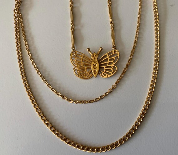 Three Layer Chain With Butterfly Pendant On The S… - image 3