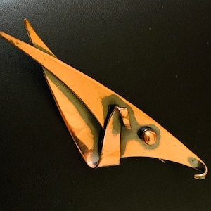 Midcentury  Artist Made Collectable Vintage Copper Metal Brooch