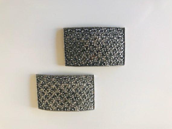 Tip Toe Large Rectangular Silver Tone Floral Vict… - image 3