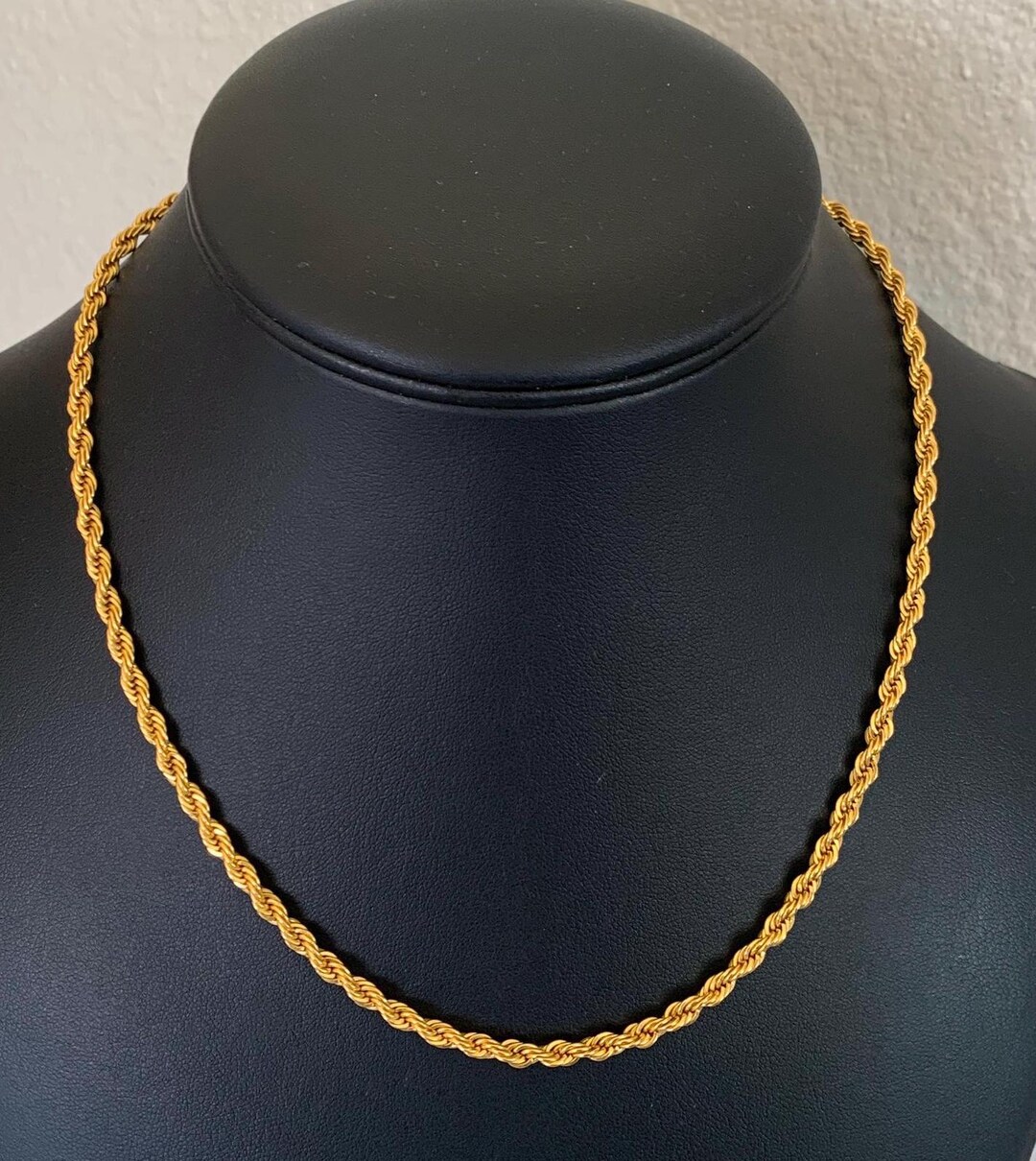 18 Inch Rope Bright Gold Plated 18 Inch 4mm Gold Plated Rope Chain With Lobster ...