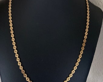 Lovely Twisted Flat Decorative Gold 24 inch Rope Chain Necklace