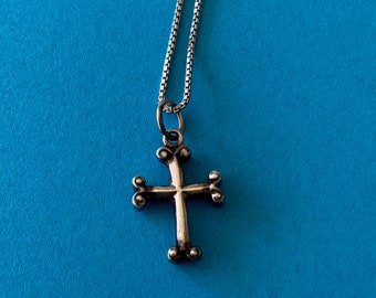 Cross Necklace with Fleuree and Cubic Zirconia Stones - Nontarnish Cross Necklace with Fleuree and Cubic Zirconia Stones - Nontarnish