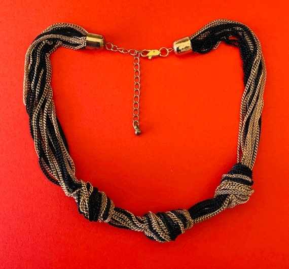 Multilayered Multicolored Knotted Chain Choker Ne… - image 8