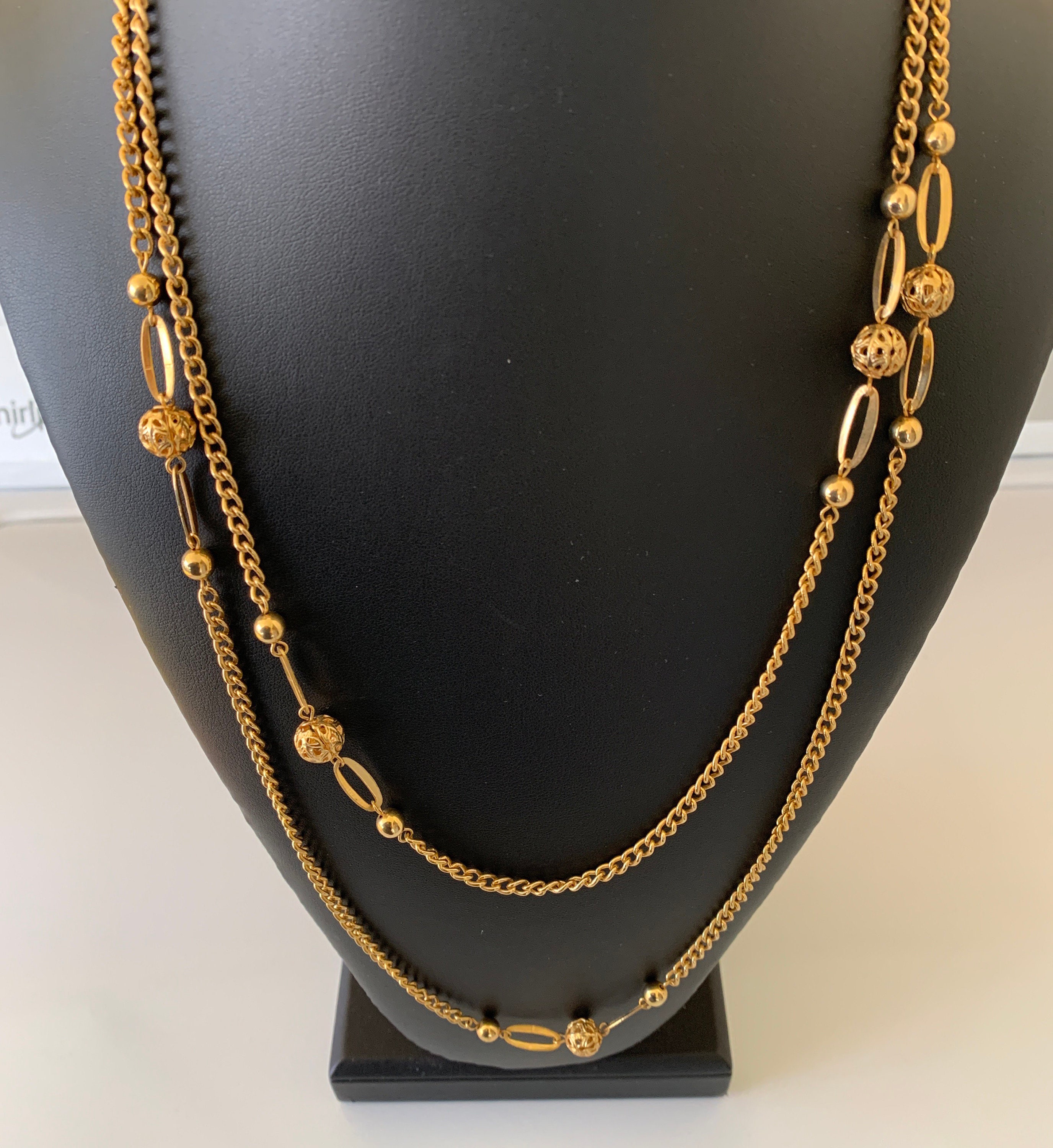 【VINTAGE HOLLYWOOD】Minimal Ball Long Chain Necklace VINTAGE HOLLYWOOD】Minimal Ball Long Chain Necklace~韓国発