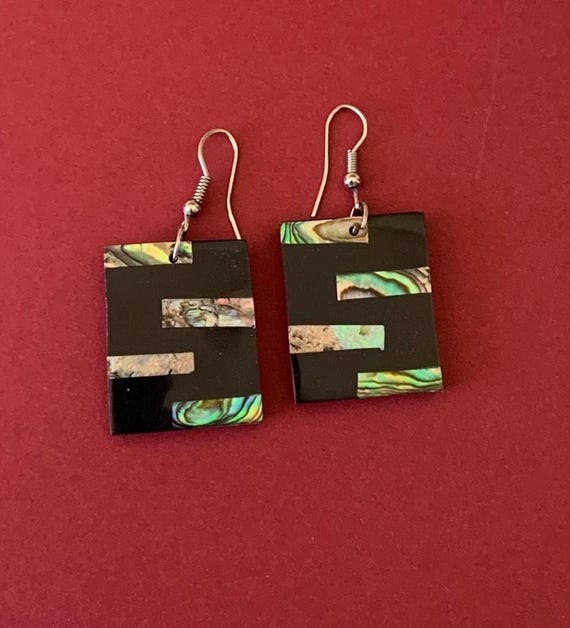 Rectangular Abalone Inlay in Resin Pierced Dangli… - image 9