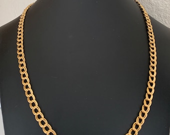 Simple Classic Gold Tone 24 inch Long 6mm Double Link Chain Necklace