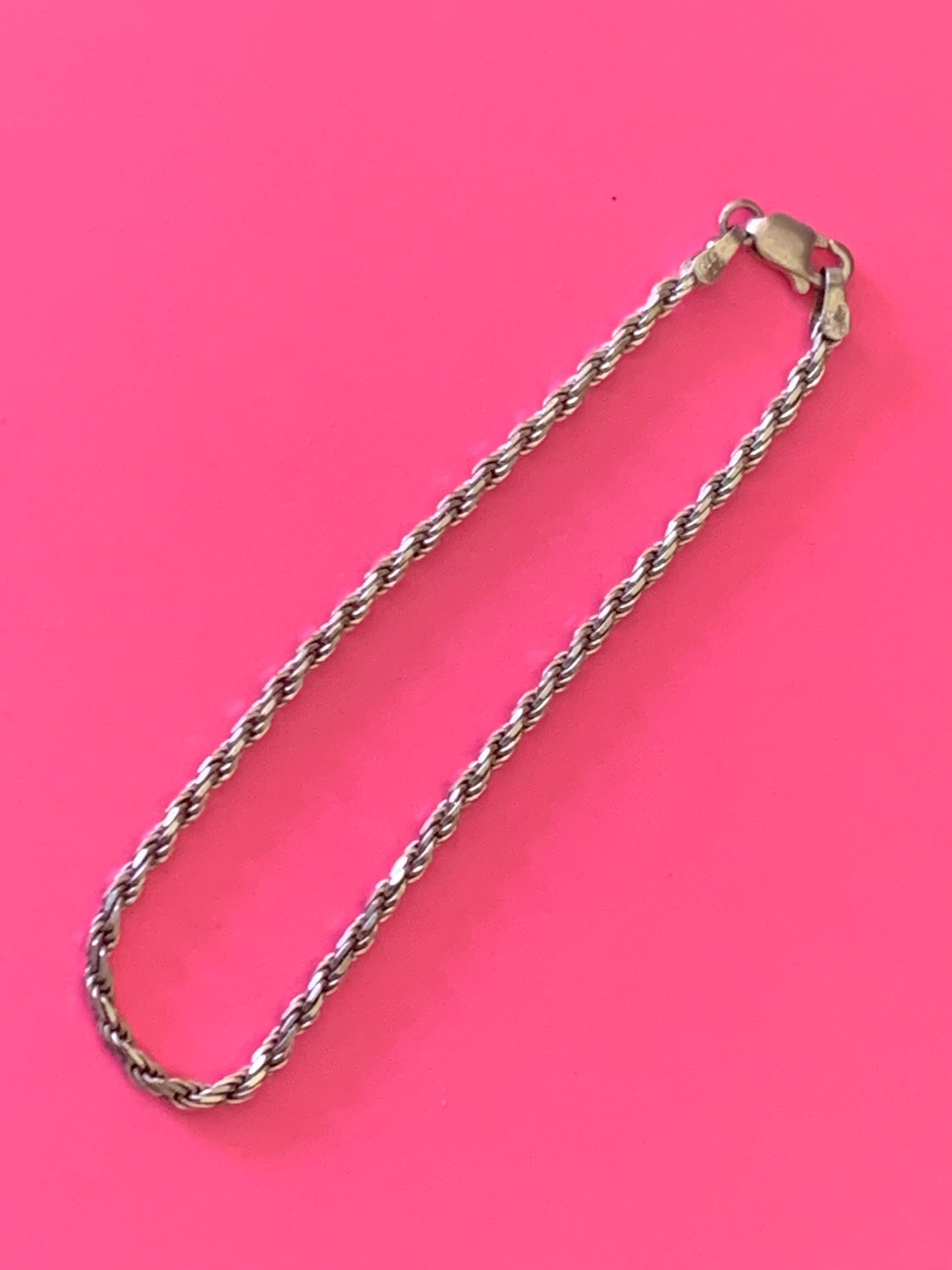 925 Sterling JTI Italy Silver Twisted 7 Inch 2mm Rope Chain