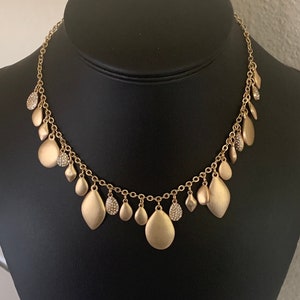 Chico&#39;s Mat Gold and Rhinestone Modern Adjustable Chunky Choker Necklace
