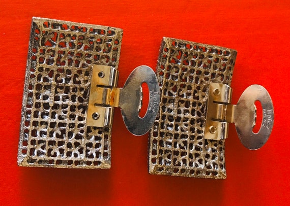 Tip Toe Large Rectangular Silver Tone Floral Vict… - image 6