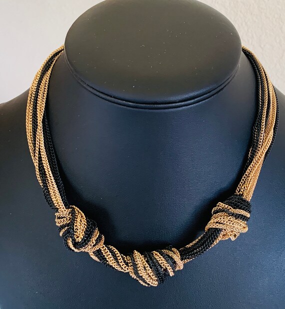 Multilayered Multicolored Knotted Chain Choker Ne… - image 9
