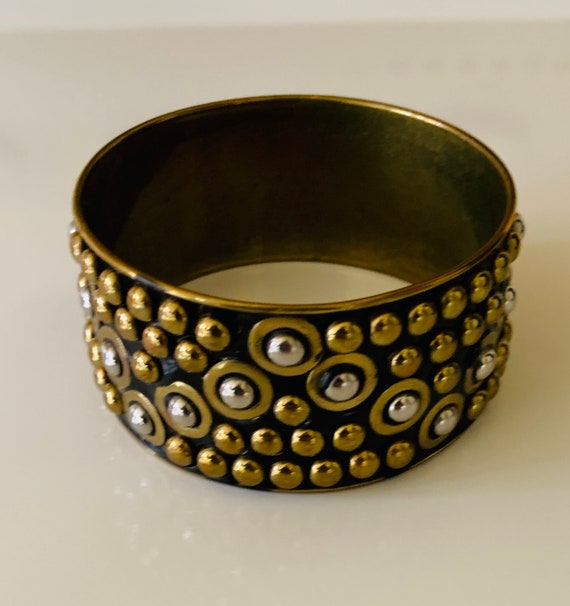 Extra Wide Dotted Brass Bangle - image 7