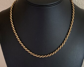 Collier de chaîne de corde noir et or court de 19 pouces