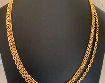 Vintage Celebrity Triple Layered Decorative Chain Necklace