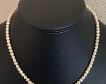 Older 5mm 17 inch Warm White Simple Faux Lucite Pearls With Decorative  Silver Tone Pearl Clasp