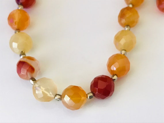 Sterling Silver and Faceted Agate Stone Bead Brac… - image 9