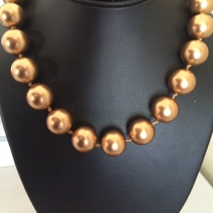 Big 15mm Mat Gold Light Weight 19 inch Pearl Beads With Adjustable Chain and Lobster Claw Clasp