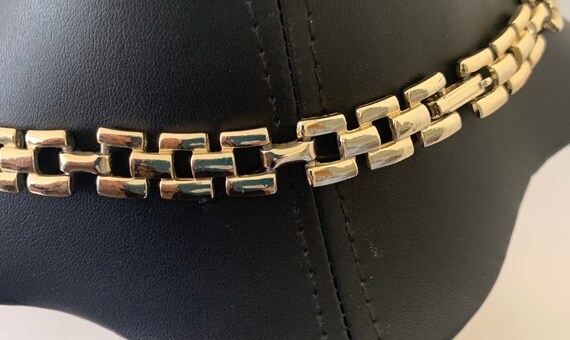 Light Gold Tone Choker with Brick Look Links View 2