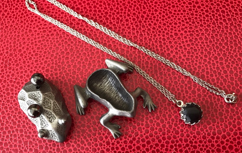 Pewter Frog Jewelry Holder With Earrings and Necklace Etsy
