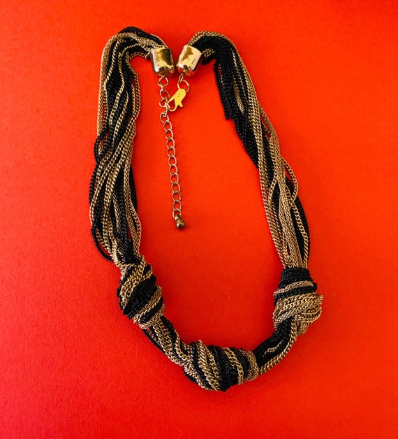 Multilayered Multicolored Knotted Chain Choker Ne… - image 5