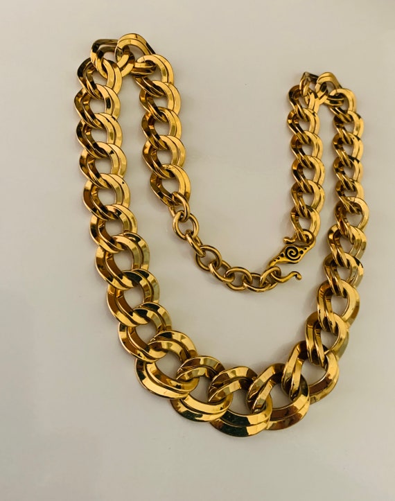 Vintage Warm Shiny Double Link Chain Collar Neckl… - image 5