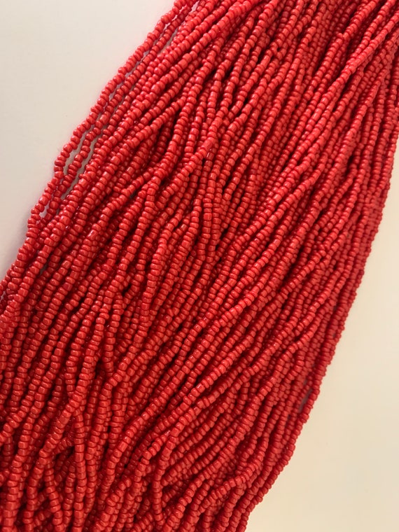 50 layer Red Seed Bead Necklace with String Wrapp… - image 8