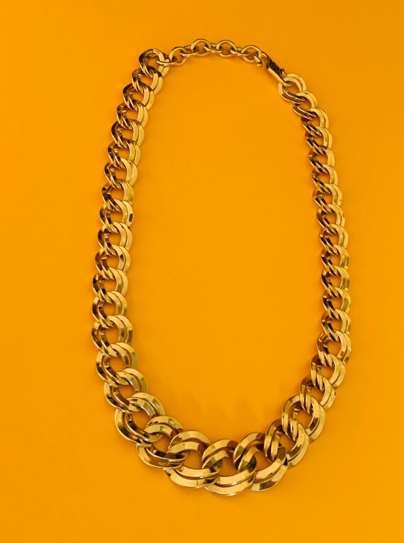 Vintage Warm Shiny Double Link Chain Collar Neckl… - image 6