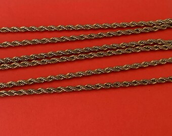 Vintage Decorative Gold Twisted  Long Slip On Rope Chain Necklace