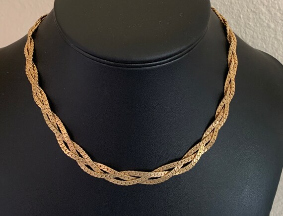 Flat Gold Braided Chain Necklace - Etsy 