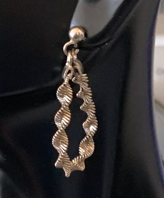 Twisted Sparkly Chain Loop Sterling Silver Dangle… - image 5
