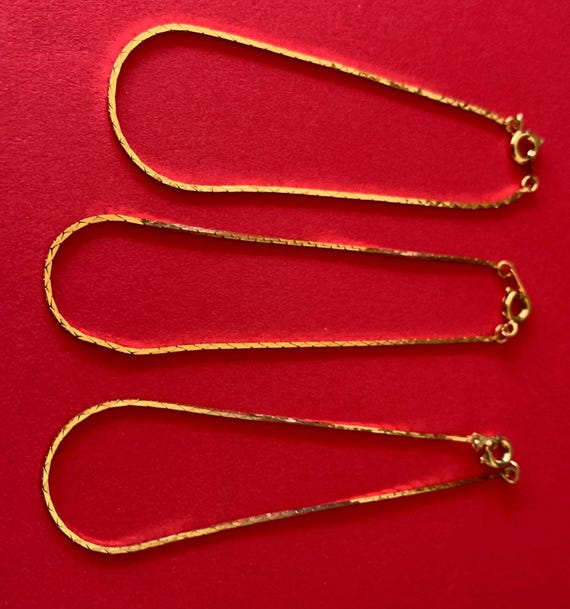 Three Thin Stack able Korea Signed Gold Tone Flat… - image 8