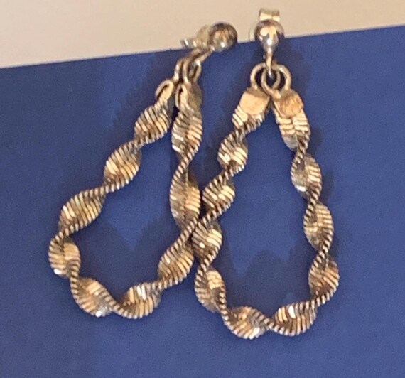 Twisted Sparkly Chain Loop Sterling Silver Dangle… - image 6