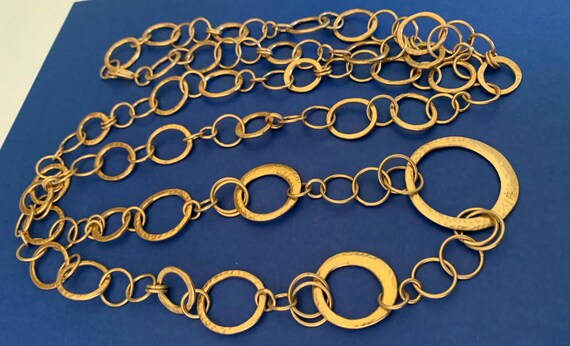 Interlocking Gold Metal Graduated Ring Long Neckl… - image 6