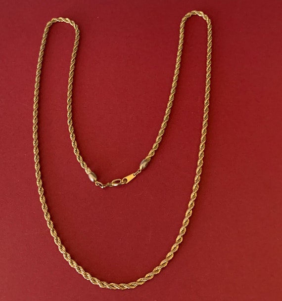 Vintage Classic Cool Gold 24 Inch Long Rope Chain Necklace